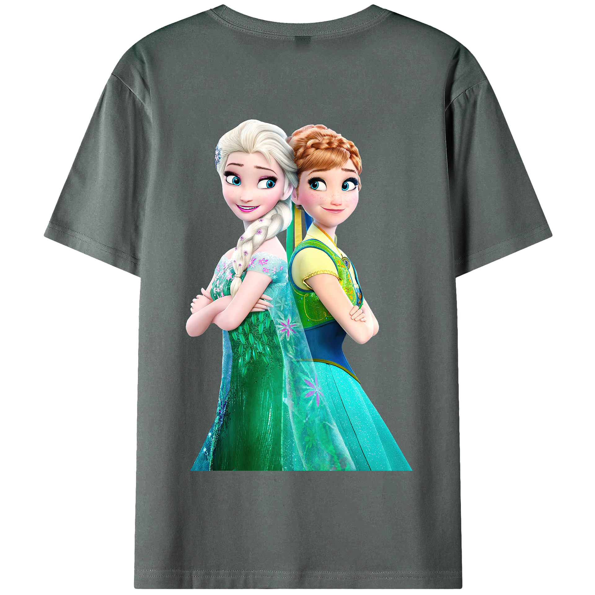 （画像用） アナと雪の女王 アンナ エルサ Frozen Anna Elsa 綿100％半袖Tシャツ（背面プリント）